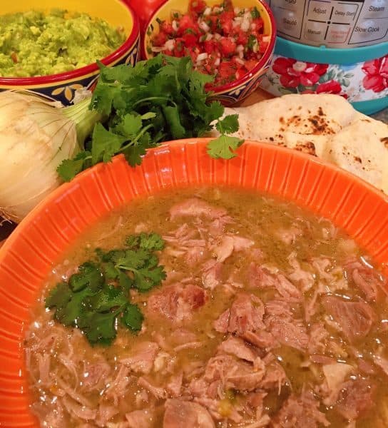 Instant Pot Pork Chili Verde burrito bar