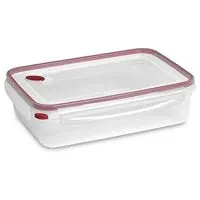 Sterilite Food Storage Container Ultra-Seal Clear Rectangular 16 Cup, Rocket Red Trim