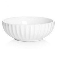 DOWAN 2.7 Quart Porcelain Salad, Soup, Pasta Bowls, Large Serving Bowl Set, Anti Slip and Stackable, 2 Packs, White