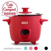 Dash DRCM200GBRD04 Mini Rice Cooker Steamer with with Removable Nonstick Pot, Keep Warm Function & Recipe Guide, Red