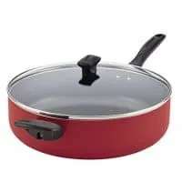 Farberware Dishwasher Safe Nonstick Aluminum Covered Jumbo Cooker with Helper Handle, 6-Quart, Red