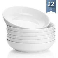 Sweese 112.001 Porcelain Salad Pasta Bowls - 22 Ounce - Set of 6, White
