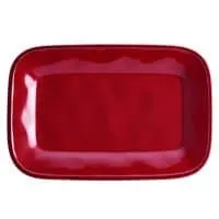 Rachael Ray Cucina Dinnerware 8-Inch x 12-Inch Stoneware Rectangular Platter, Cranberry Red