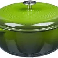 AmazonBasics Enameled Cast Iron Covered Dutch Oven, 7.3-Quart, Green