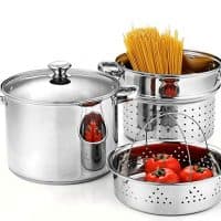 Cook N Home 02401 Stainless Steel 4-Piece 8 Quart Pasta Cooker Steamer Multipots,