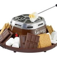 Nostalgia SMM200 Indoor Electric Stainless Steel S'mores Maker with 4 Compartment Trays for Graham Crackers, Chocolate, Marshmallows and 2 Roasting Forks