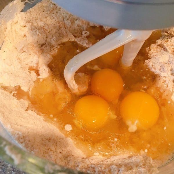 eggs added to flour mixture