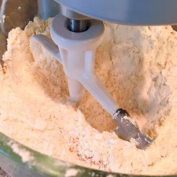 Flour, sugar, baking soda in mixing bowl