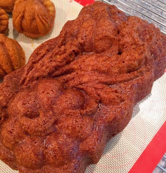 Loaf of Pumpkin Bread sitting on cooling rack