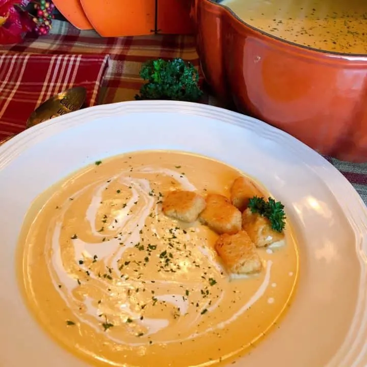 Bowl full of Instant Pot Butternut Pumpkin Soup