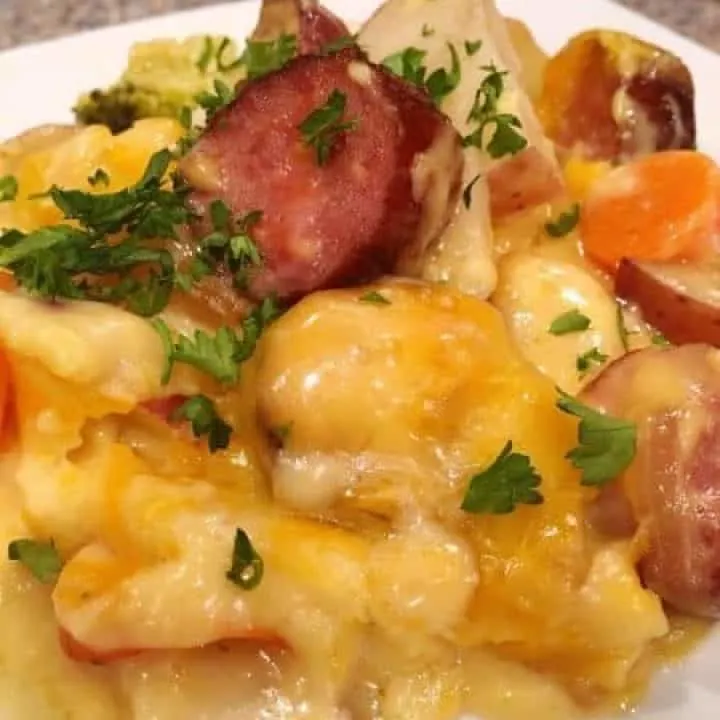 Smoked Beef Sausage with Vegetable Casserole