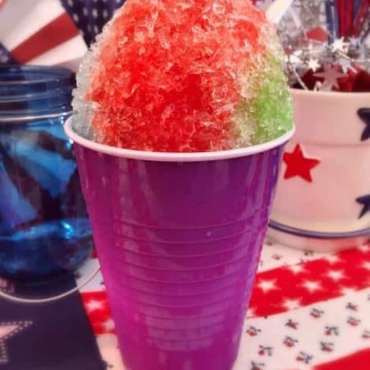 Rainbow Snow Cone in a purple cup