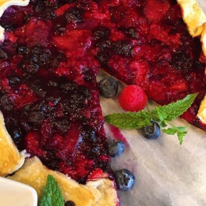 Triple Berry Galette with slice removed