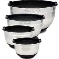 Top Rated Bellemain Stainless Steel Non-Slip Mixing Bowls with Lids, 4 Piece Set Includes 1 Qt, 1.5 Qt, 3 Qt. & 5 Qt.