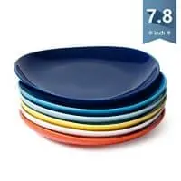 Sweese 151.002 Porcelain Dessert Salad Plates - 7.8 Inch - Set of 6, Hot Assorted Colors