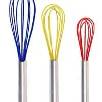 Ouddy Silicone Whisk, Balloon Whisk Set, Wire Whisk, Egg Frother, Milk and Egg Beater Blender - Kitchen Utensils for Blending, Whisking, Beating, Stirring, Set of 3, Red,Yellow, Blue