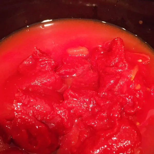 Adding tomato sauce and petite tomatoes 