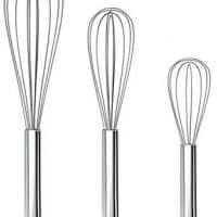 Ouddy 3 Pack Stainless Steel Whisks 8"+10"+12", Wire Whisk Set Kitchen wisks for Cooking, Blending, Whisking, Beating, Stirring