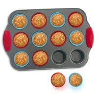 Boxiki Kitchen 12-Cup Mini Muffin Pan with Silicone Muffin Cups (Set of 12) Professional Nonstick Bakeware | Heavy Grade Steel and Silicone Muffin Tins