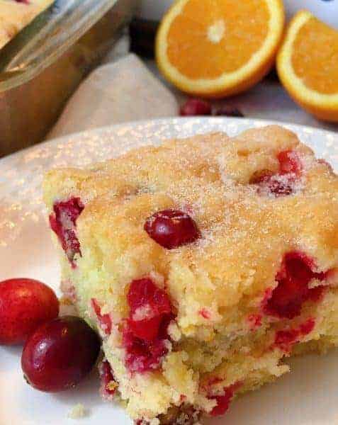 Slice of Cranberry Orange Buttermilk Coffee Cake