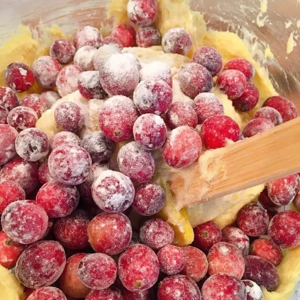 folding in the cranberries.