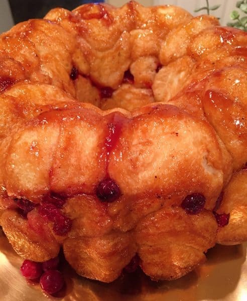 Monkey bread inverted onto serving platter