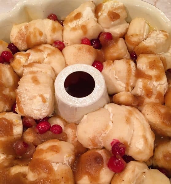 Monkey bread thawed and risen in size ready to bake