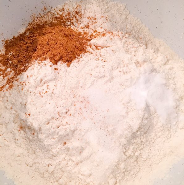 Dry ingredients in large bowl