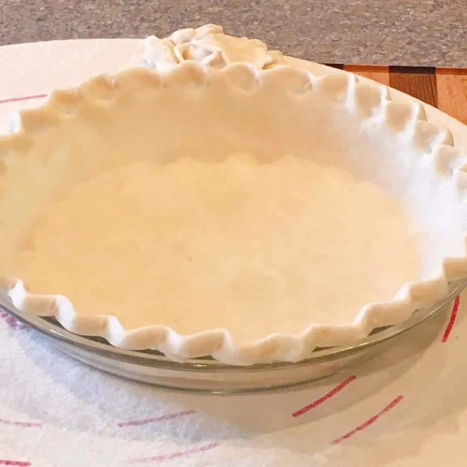 Fluted Standard single pie crust in a pie plate.