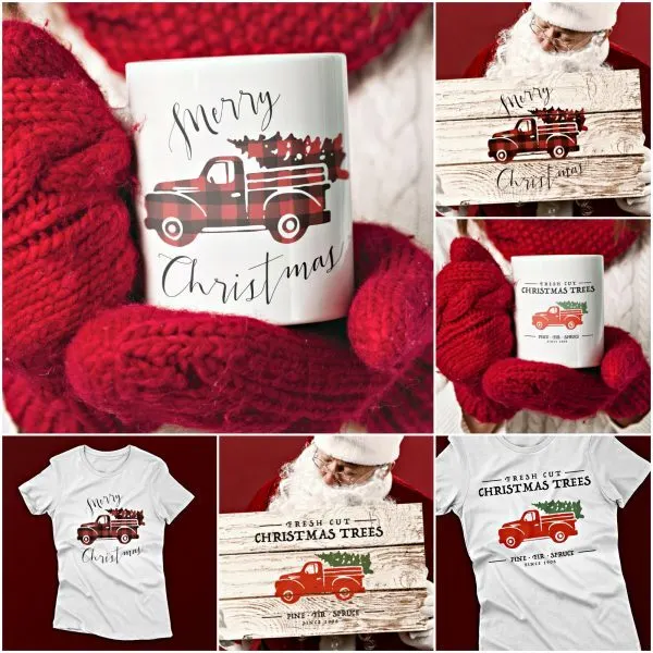 SVG Vintage Christmas Truck Crafting items