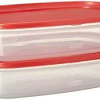 Rubbermaid 669900233019 Easy Find Lid Square 1.5-Gallon Food Storage Container, 2-Pack, 24 Cup, Clear/Red