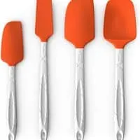 M KITCHEN WORLD Heat Resistant Silicone Spatulas Set - Rubber Spatula Kitchen Utensils Non-Stick for Cooking, Baking and Mixing - Ergonomic, Dishwasher Safe Bakeware Set of 4, Orange