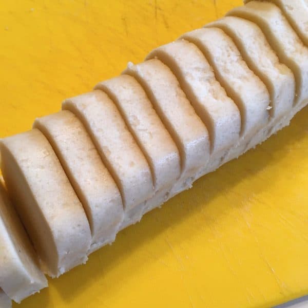 Sugar cookie dough cut into 1/2 inch slices