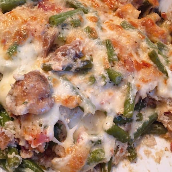 Fresh Green Bean Casserole in casserole dish