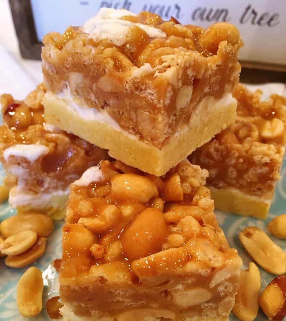 Easy Salted Peanut Chews in a stack