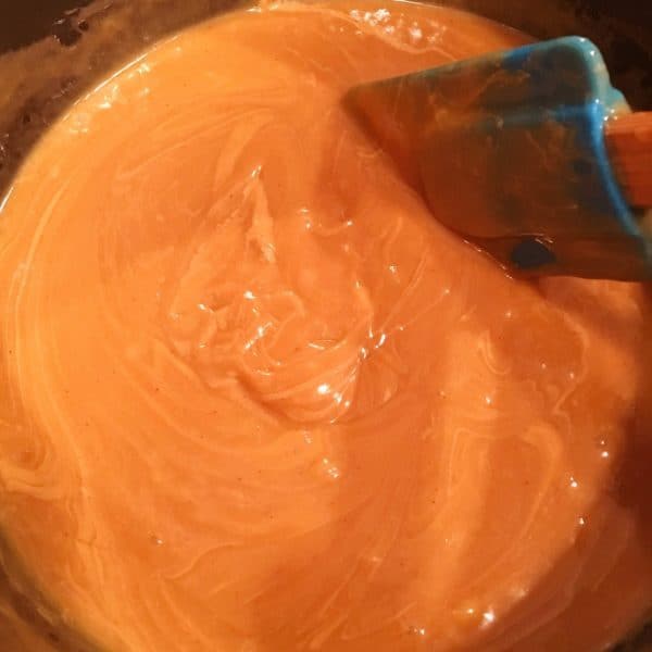 Stirring caramel Peanut mixture