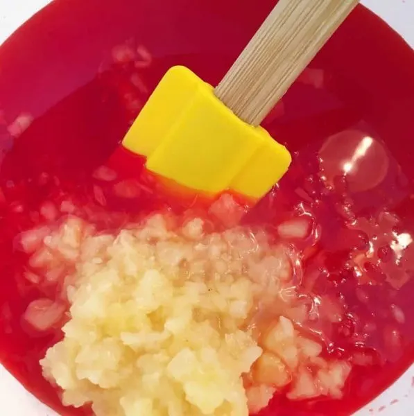 Adding crushed pineapple