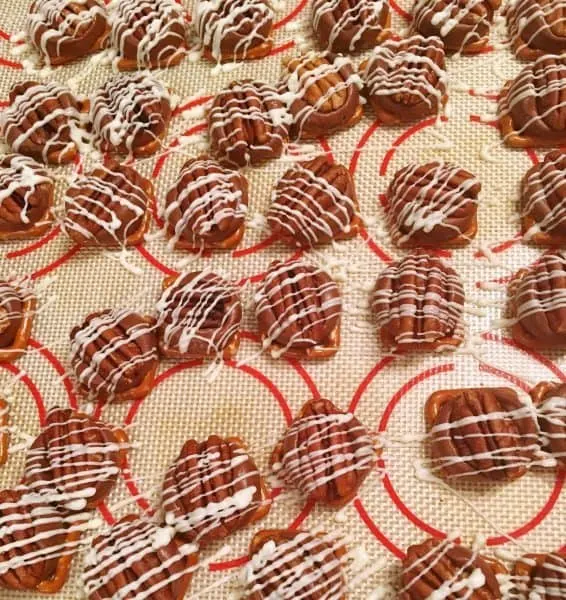 Pretzel bites drying on the mat