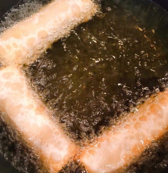Frying egg rolls
