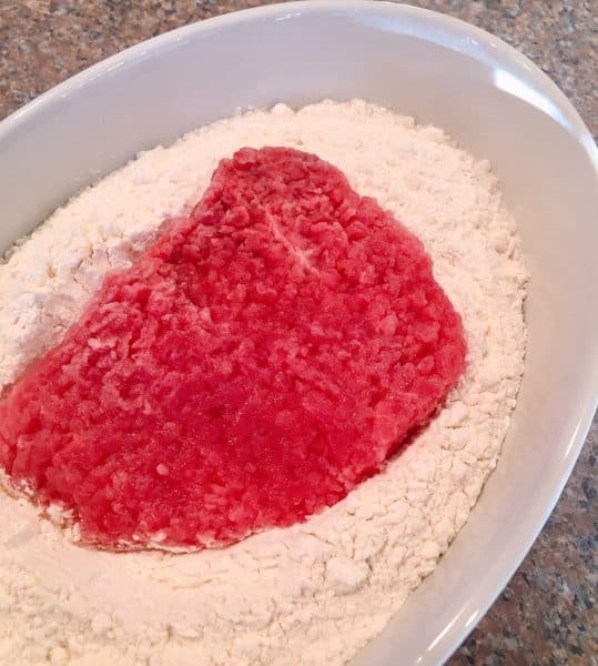 dredging cube steak in flour