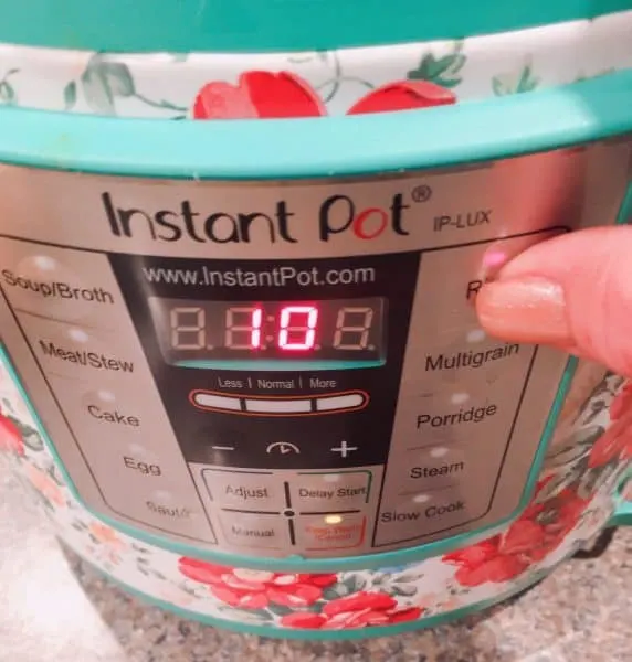 selecting the rice setting on your instant pot.