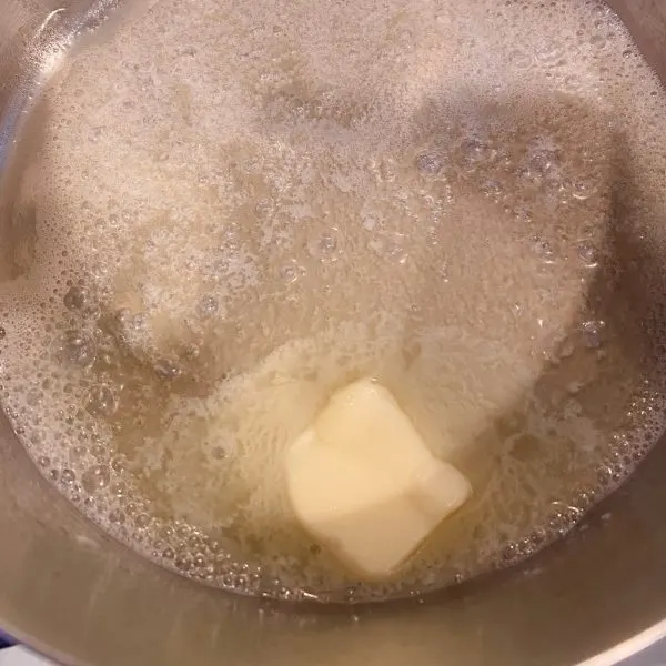 melted butter in sauce pan