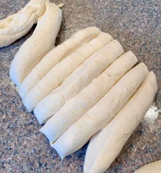 dough divided into 8 pieces