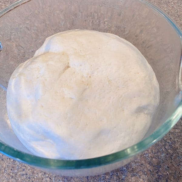 Pretzel dough after it has risen