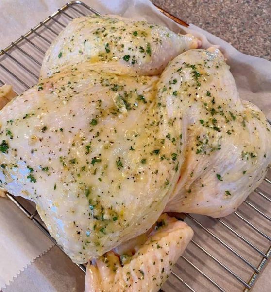 prepared spatchcock chicken