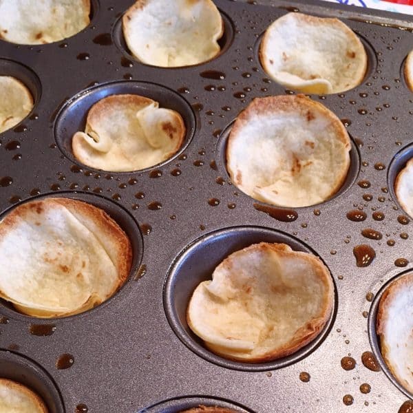 Tortillas in muffin tin after baking