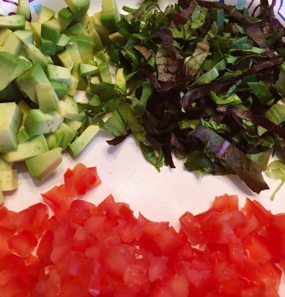 Chopped toppings for Tostadas