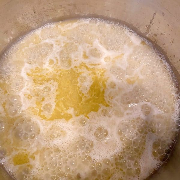 butter and water at a rolling boil