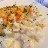 creamy cauliflower casserole serving