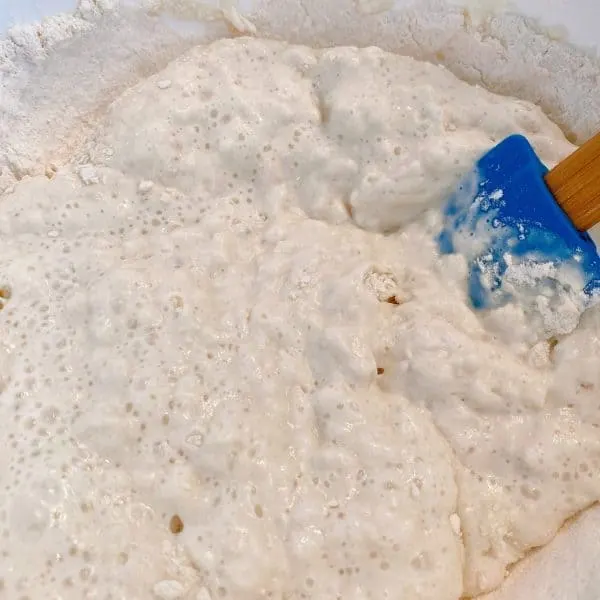 stirring in buttermilk 
